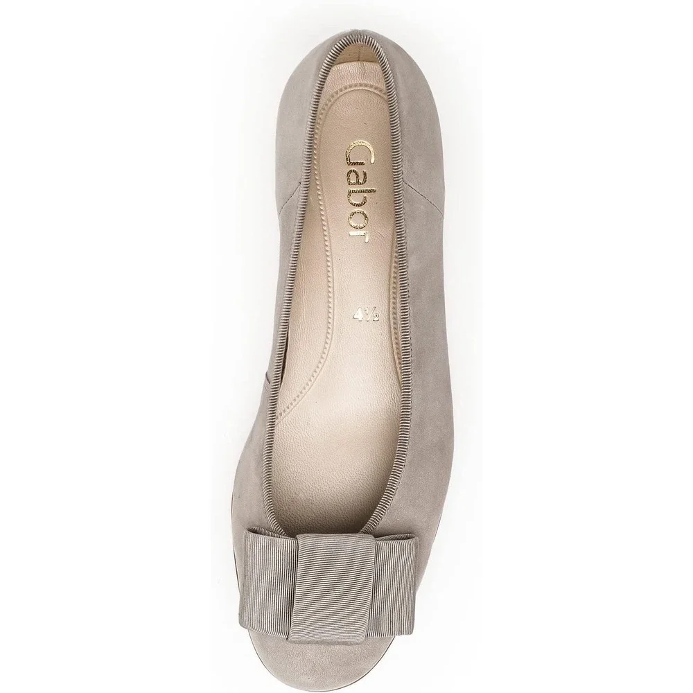Gabor Assist Taupe Grey Grid Pattern Bow Ballet Flat Shoe Size 5.5